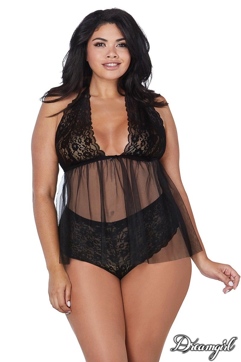 Babydoll court en mesh Taille Queen