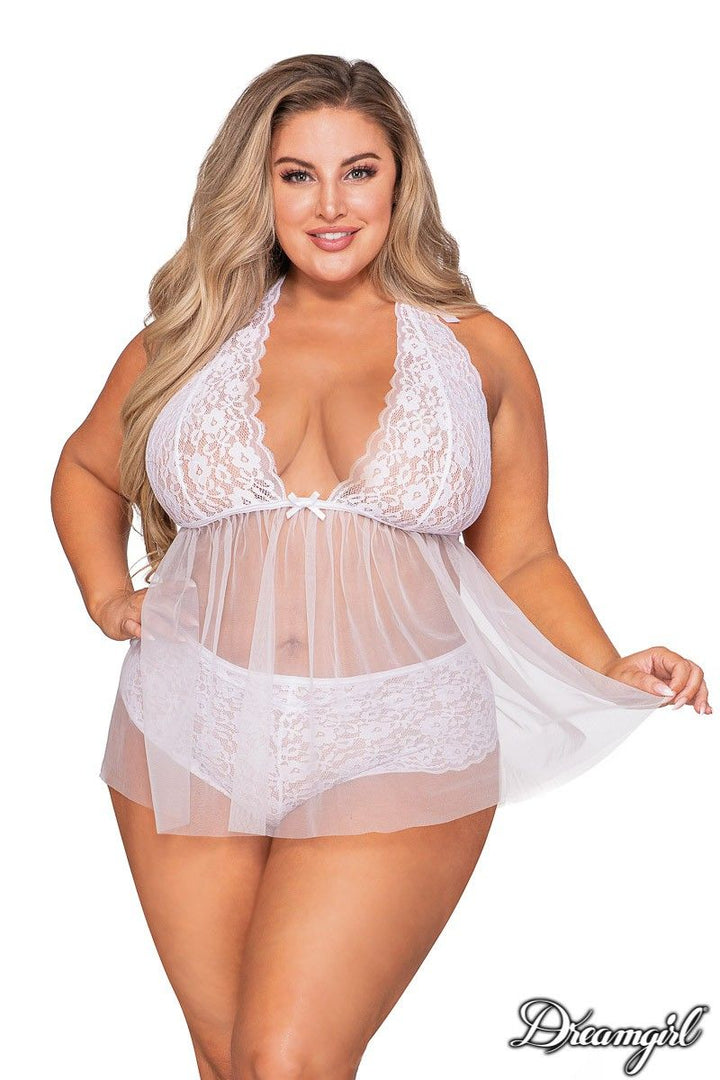 Babydoll court en mesh Taille Queen