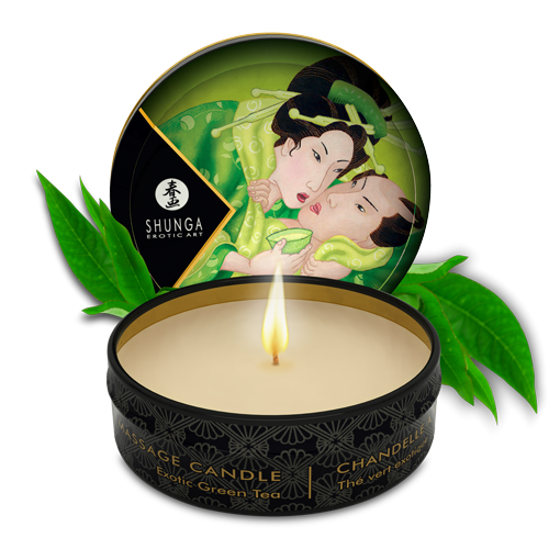 Mini Chandelle de Massage Érotique - Thé Vert Exotique Shunga