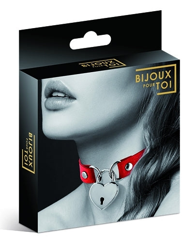 Collier avec cadenas en forme de cœur - Rouge bijoux pour toi