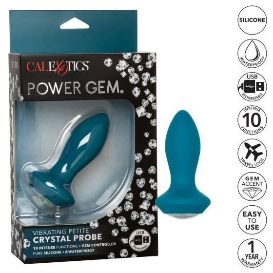 Sonde Vibrante Petite Crystal Power Gem - Bleu