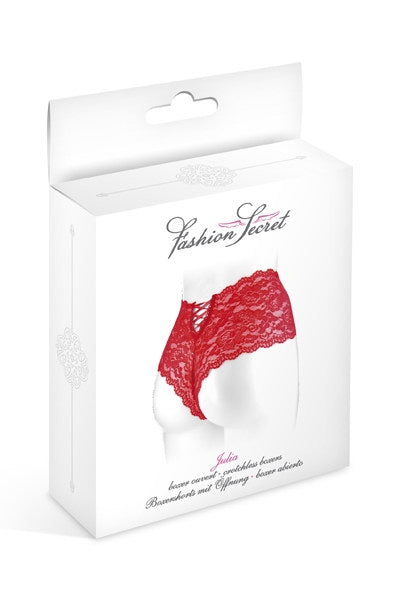 Julia Boxer rouge à entrejambe ouvert fashion secret