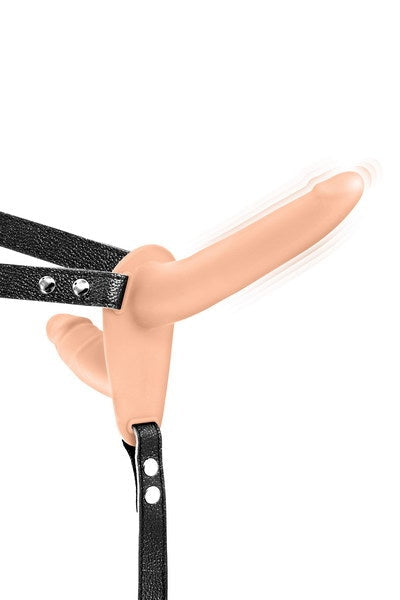 Strap-On Vibrant avec Double Dildo - Beige fetish tentation