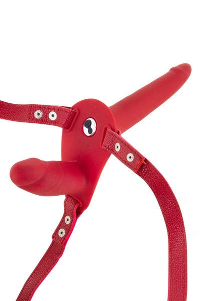 Strap-On Vibrant avec Double Dildo - Rouge fetish tentation