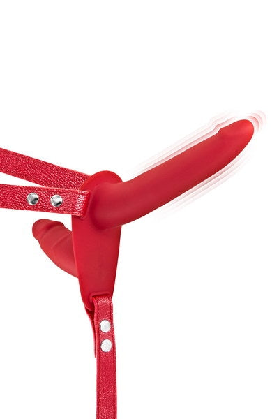 Strap-On Vibrant avec Double Dildo - Rouge fetish tentation