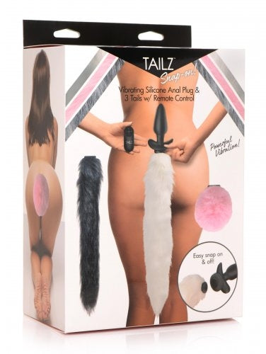 Plug Anal Vibrant en Silicone à Fixation Rapide & 3 Queues avec Télécommande tailz