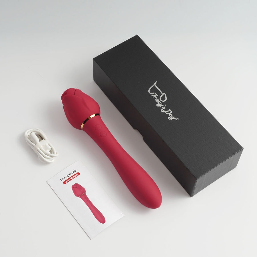 Rose Wand vibrateur avec succion