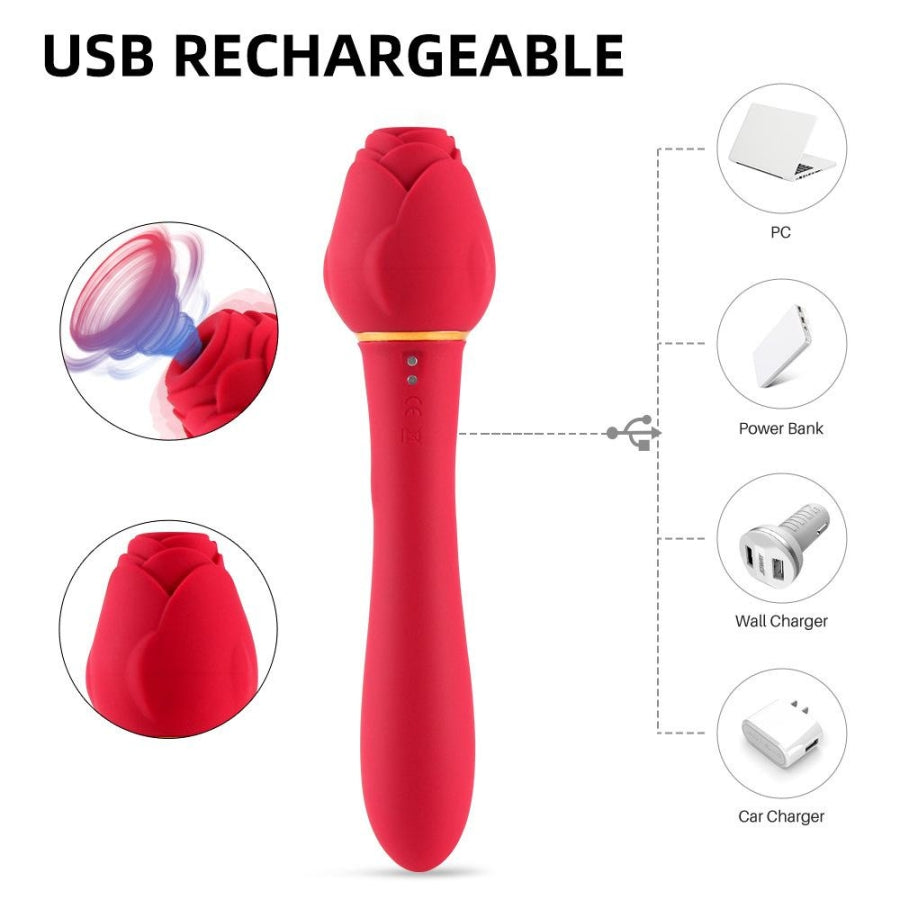 Rose Wand vibrateur avec succion