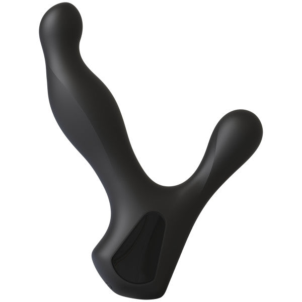 Silicone prostate massager with rotating ridges.