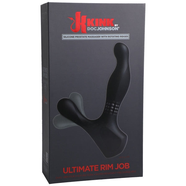 Silicone prostate massager with rotating ridges.