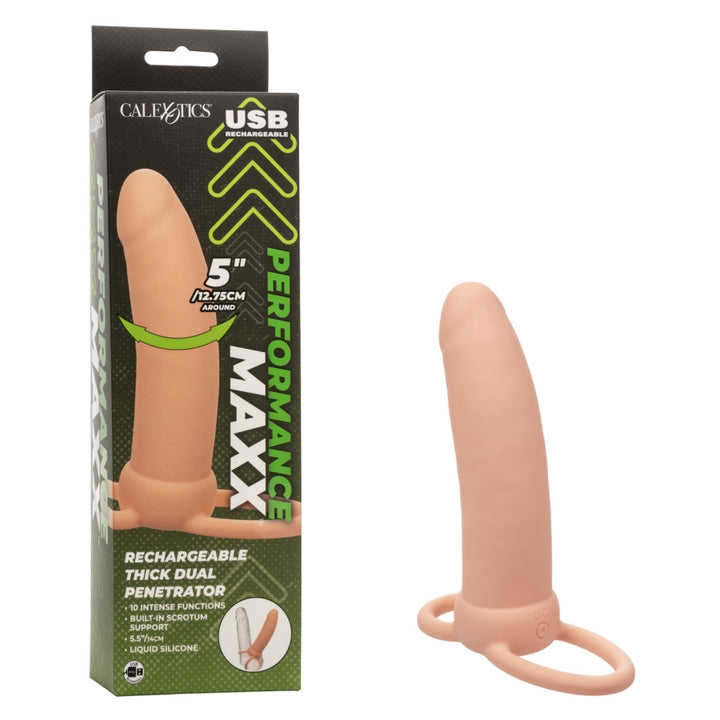 Extension Rechargeable Épais - Pénétrateur Double - Beige