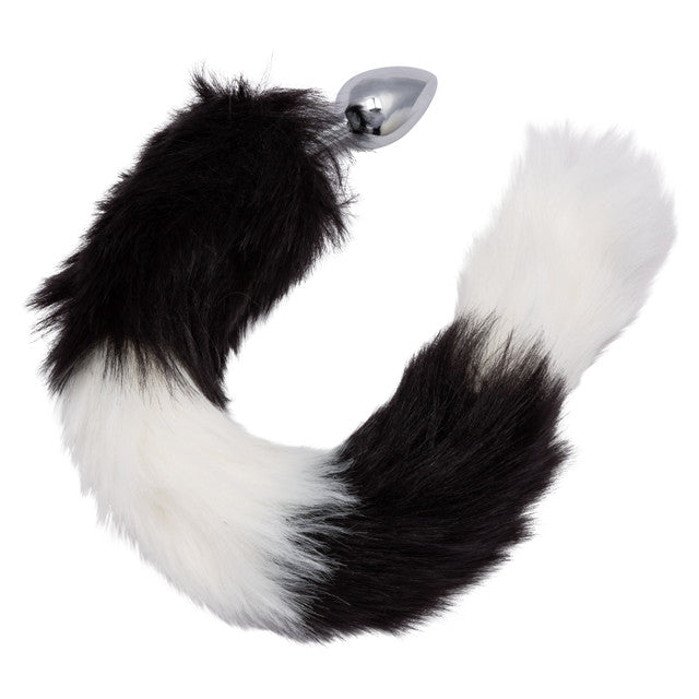 Anal Plug with Tail - White and Black