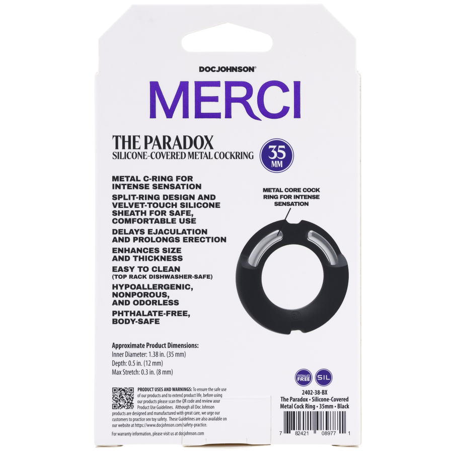 Merci - Anneau Pénien en Métal Recouvert de Silicone 35mm Doc Johnson