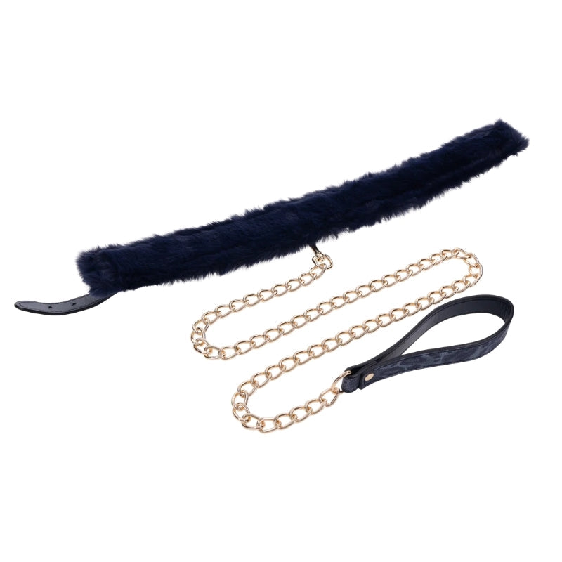 Collier et laisse en fourrure de cougar Sportsheets