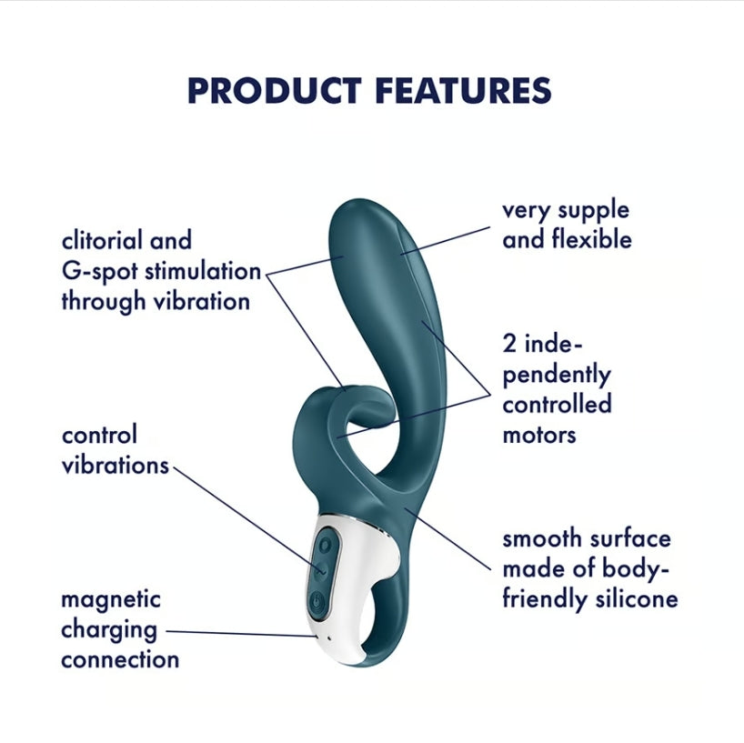 Hug Me GrisBleu – Vibromasseur Rabbit Connecté satisfyer