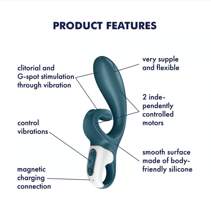 Hug Me GrisBleu – Vibromasseur Rabbit Connecté satisfyer