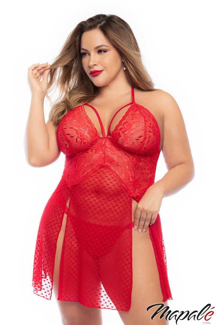 Babydoll avec Fentes Sexy Taille Queen