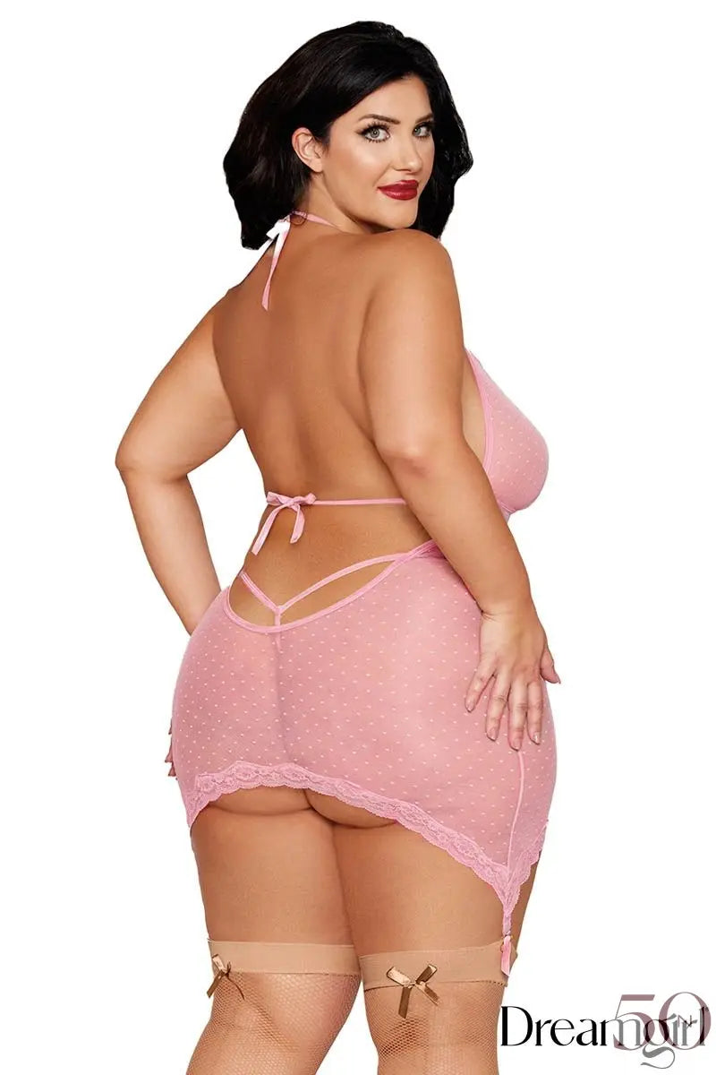 Babydoll en mesh léger à pois Dreamgirl