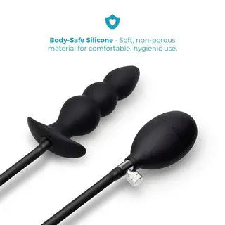 Beaded Inflatable Anal Plug with Hand Pump