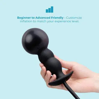 Beaded Inflatable Anal Plug with Hand Pump