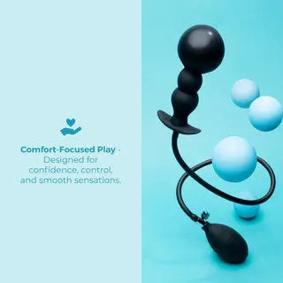 Beaded Inflatable Anal Plug with Hand Pump
