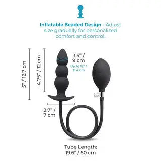 Beaded Inflatable Anal Plug with Hand Pump