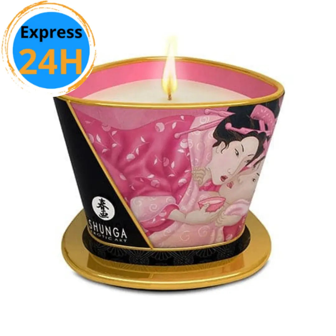 Chandelle de Massage Érotique - Pétale De Rose Shunga