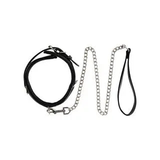 Collier en PU Nacré & Laisse en Chaîne