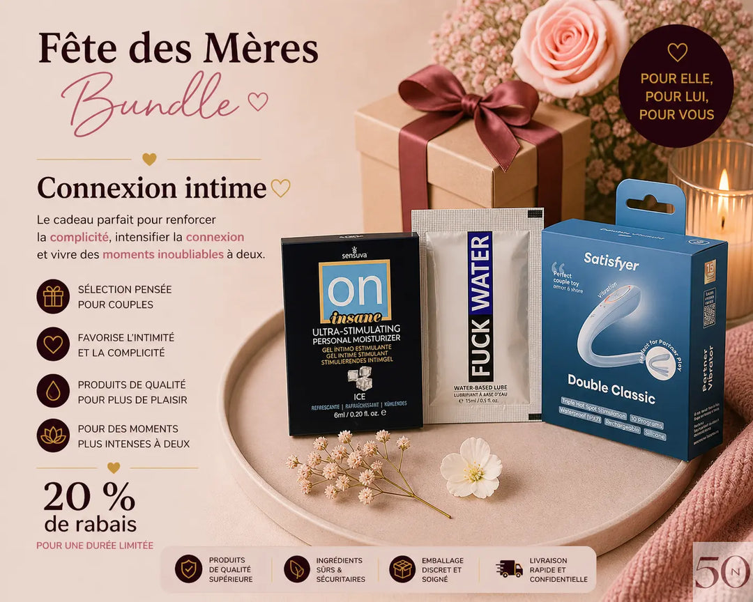 Bundle Fête des Mères Connexion intime avec stimulateur couple, lubrifiant et gel stimulant pour le plaisir à deux