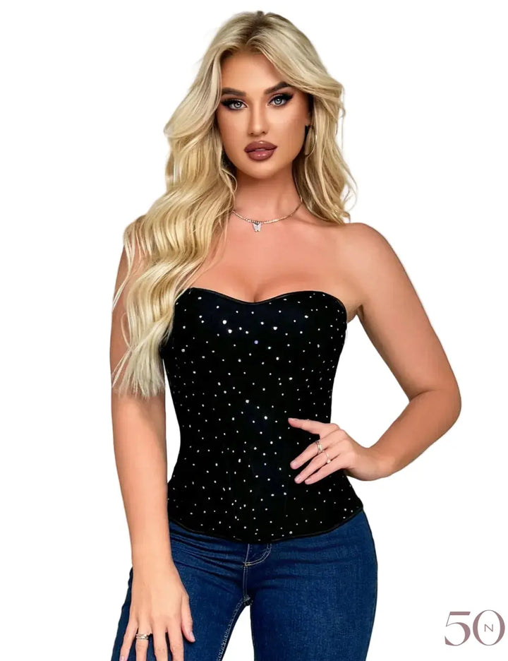 Corset noir à paillettes luxe lace lingerie