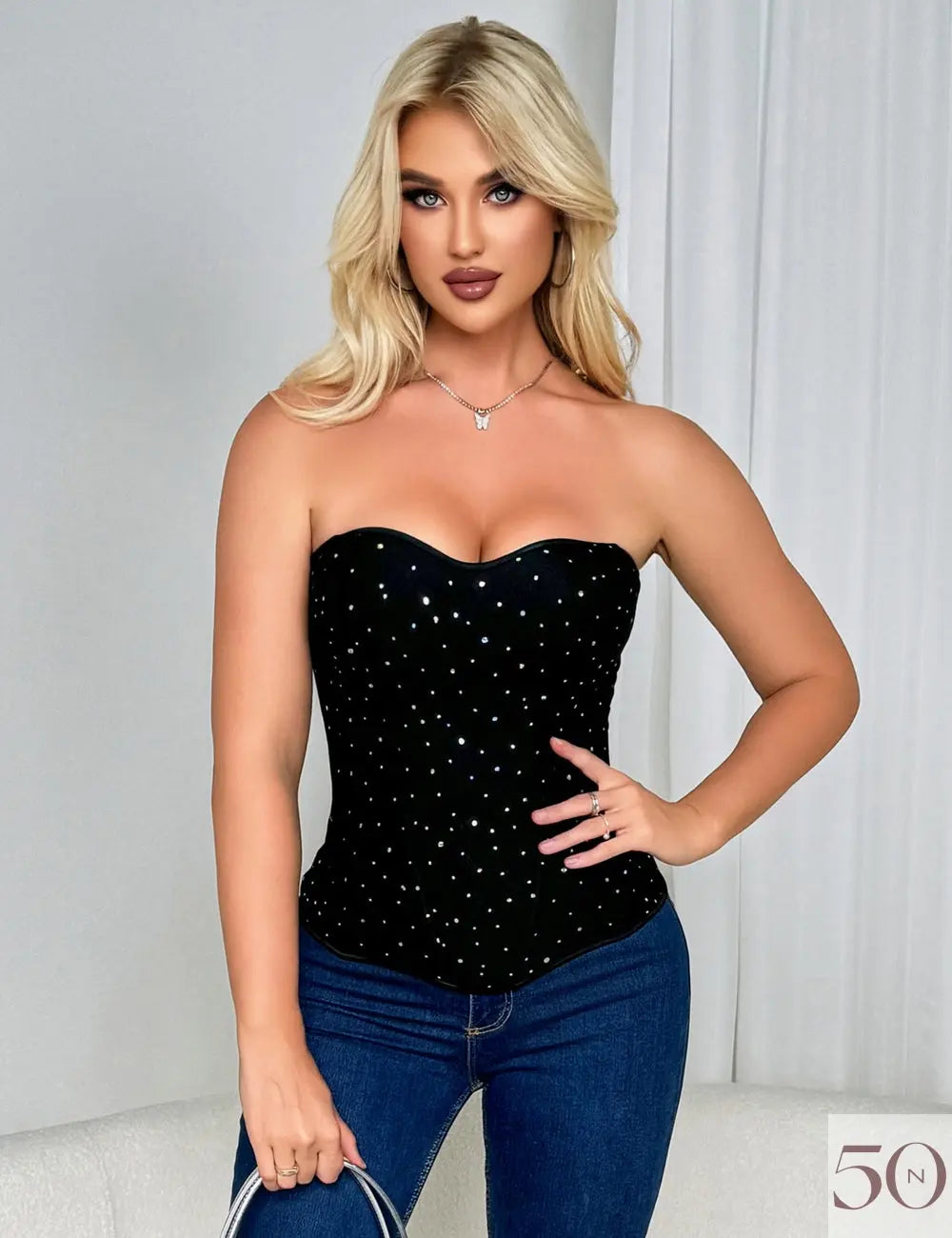 Corset noir à paillettes luxe lace lingerie