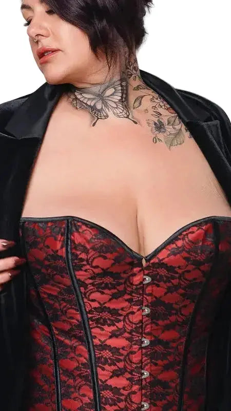 Corset rouge luxe lace lingerie