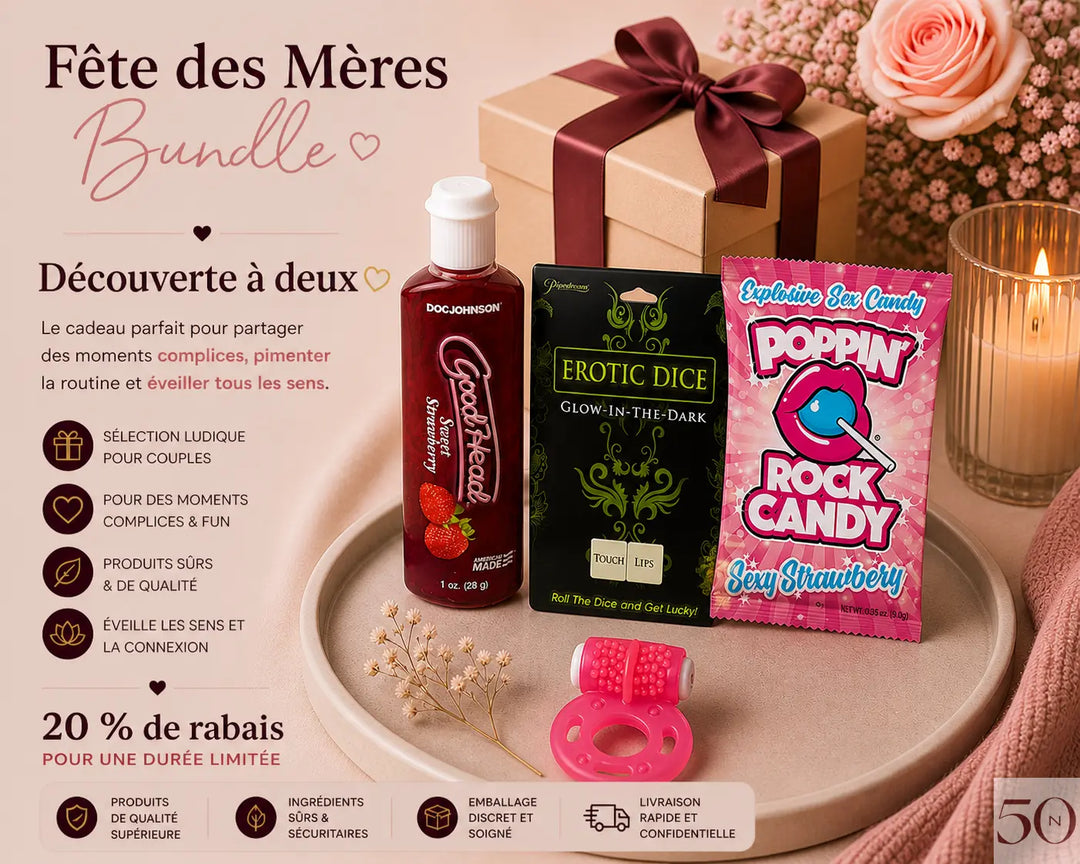 Bundle Fête des Mères Découverte à deux avec jeu de dés, bonbons, lubrifiant et accessoire pour couple
