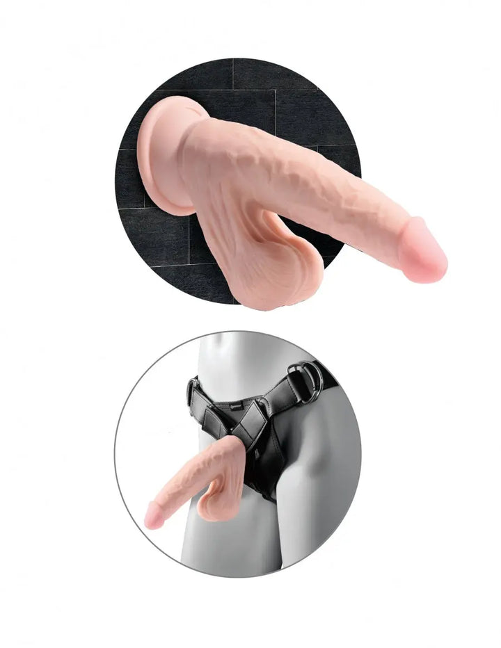 Dildo de 9" à Triple Densité avec Boules Suspendues Pipedream