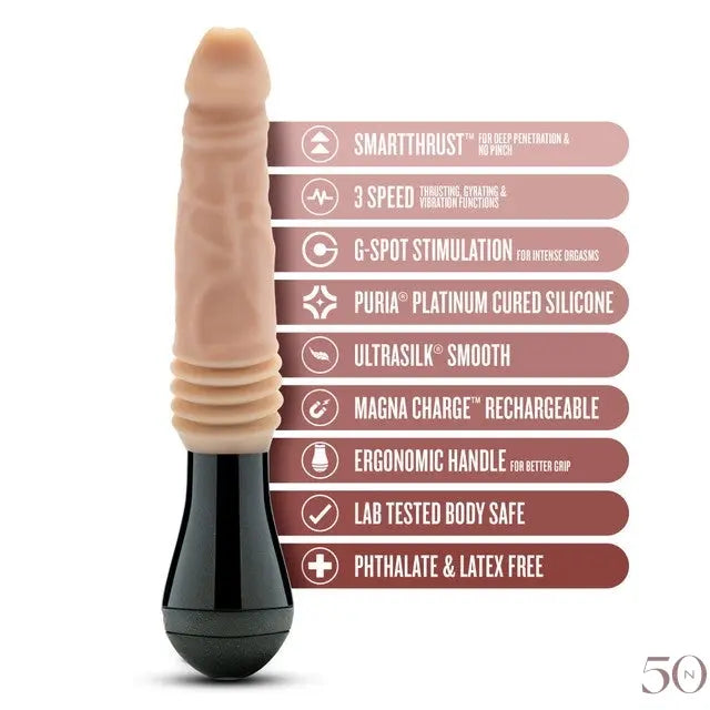 Dr. Knight - Dildo Vibrant, Pénétrant et Rotatif - Beige Dr. Skin