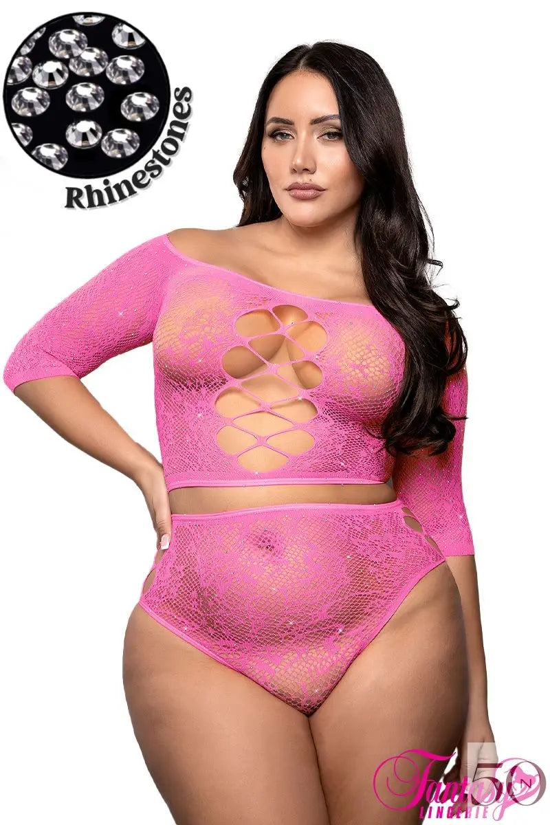 Ensemble 2 pièces ornée de strass scintillants 50 nuances