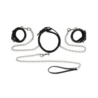 Ensemble de Menottes & Collier en PU Nacré
