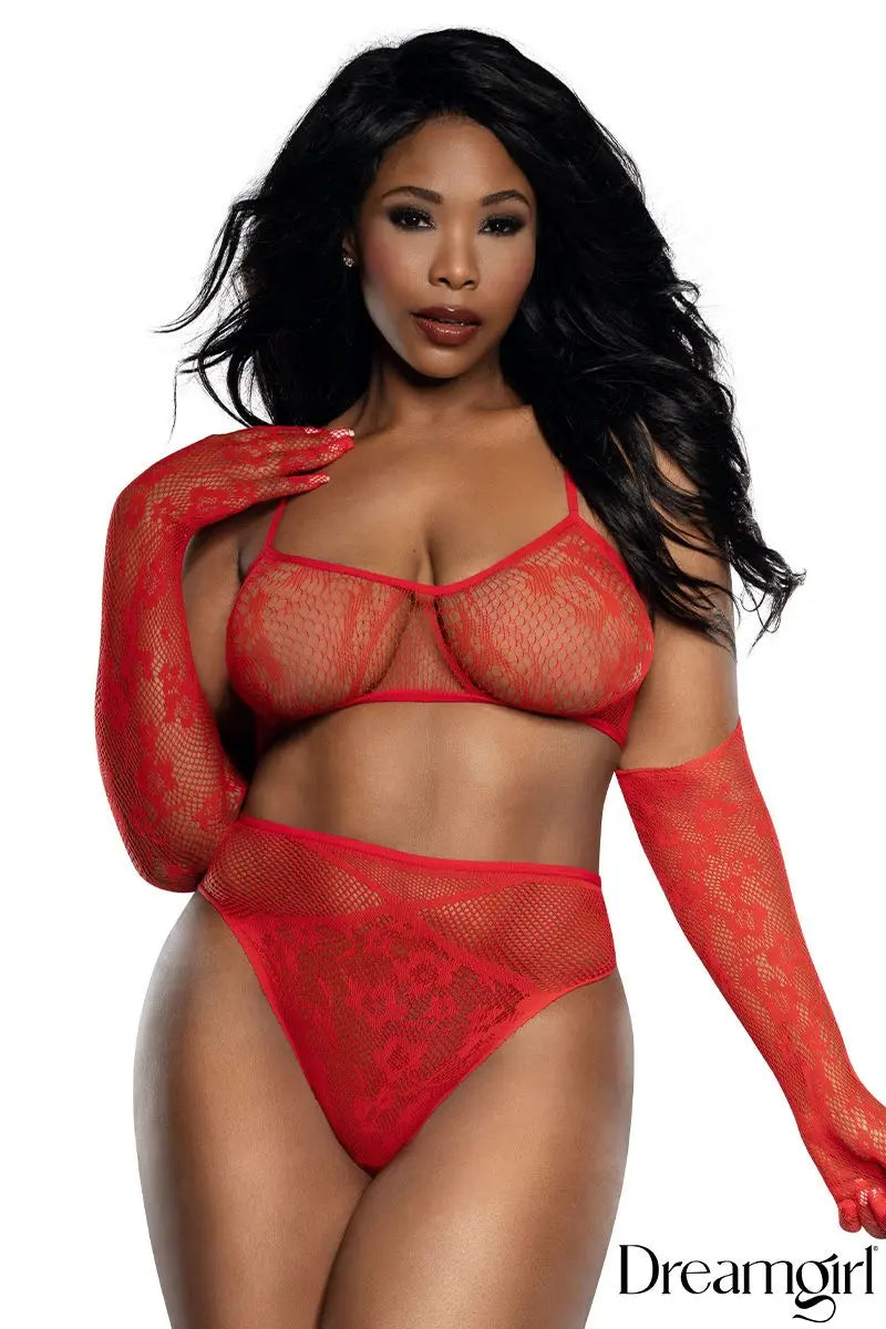 Ensemble de lingerie 3 pièces en dentelle Dreamgirl