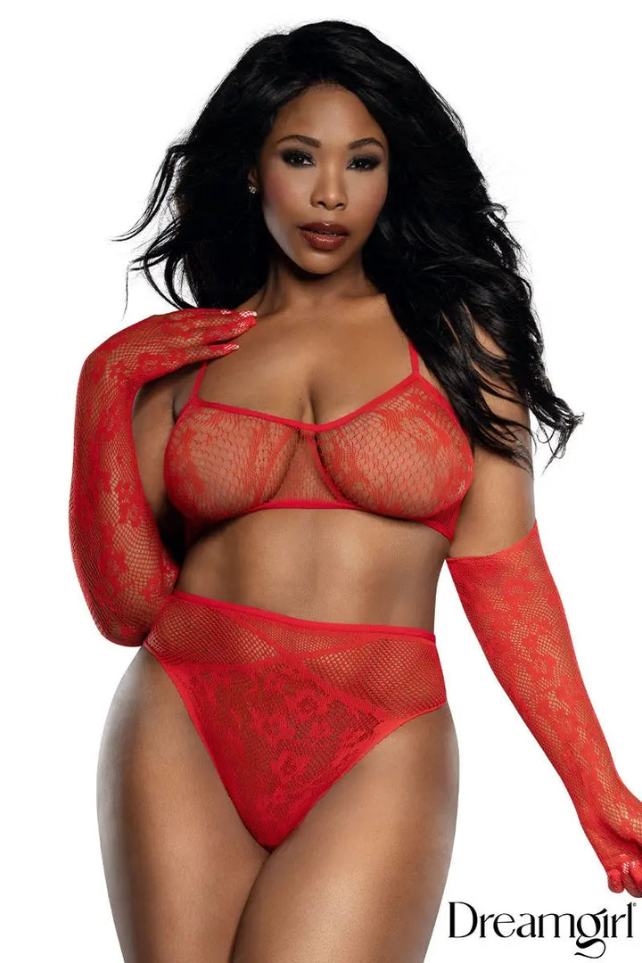 Ensemble de lingerie 3 pièces en dentelle Dreamgirl