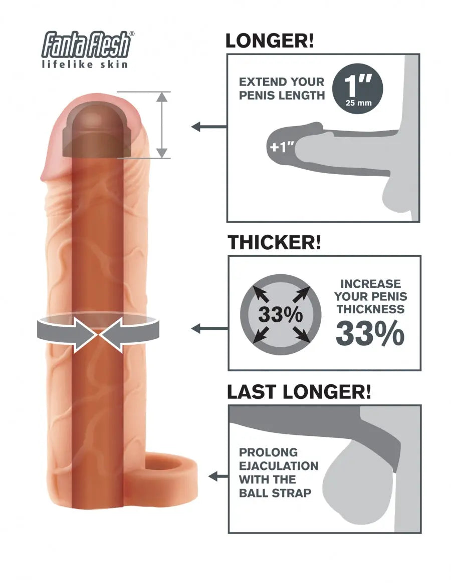 Extension Fantasy X-tensions Parfaite 1" avec sangle pour testicules - Clair Pipedream