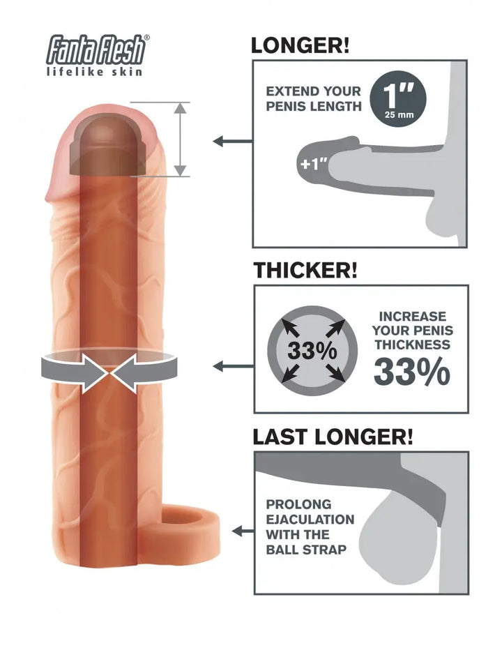 Extension Fantasy X-tensions Parfaite 1" avec sangle pour testicules - Clair Pipedream