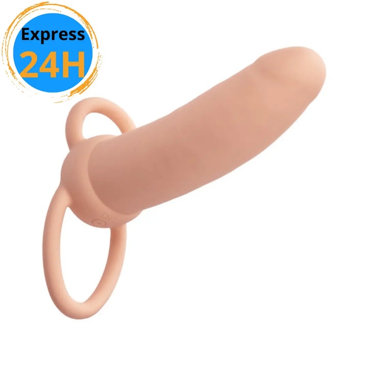 Extension Rechargeable Épais - Pénétrateur Double - Beige calexotics