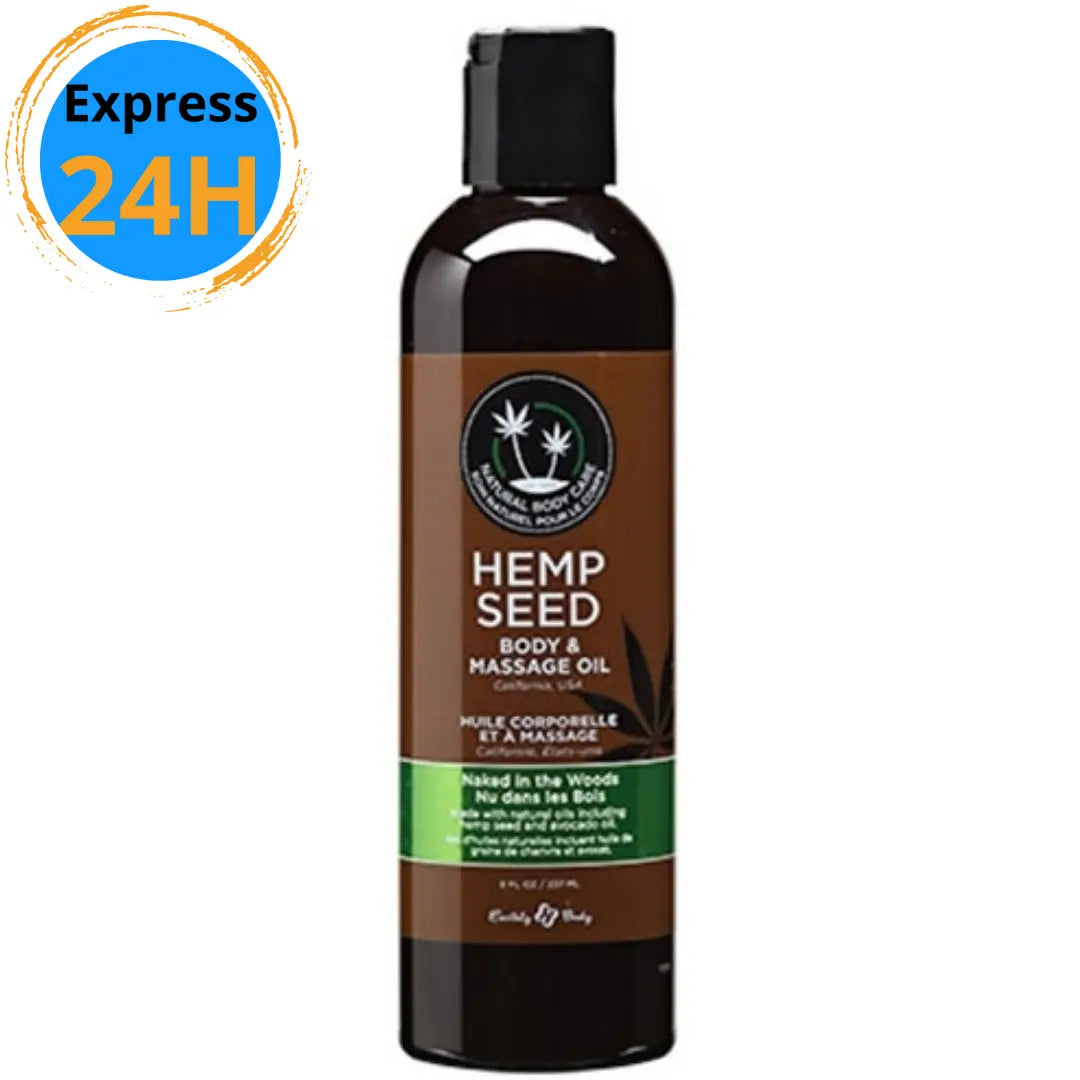 Huile de massage Hemp Seed Nu dans les bois 8oz Earthly Body