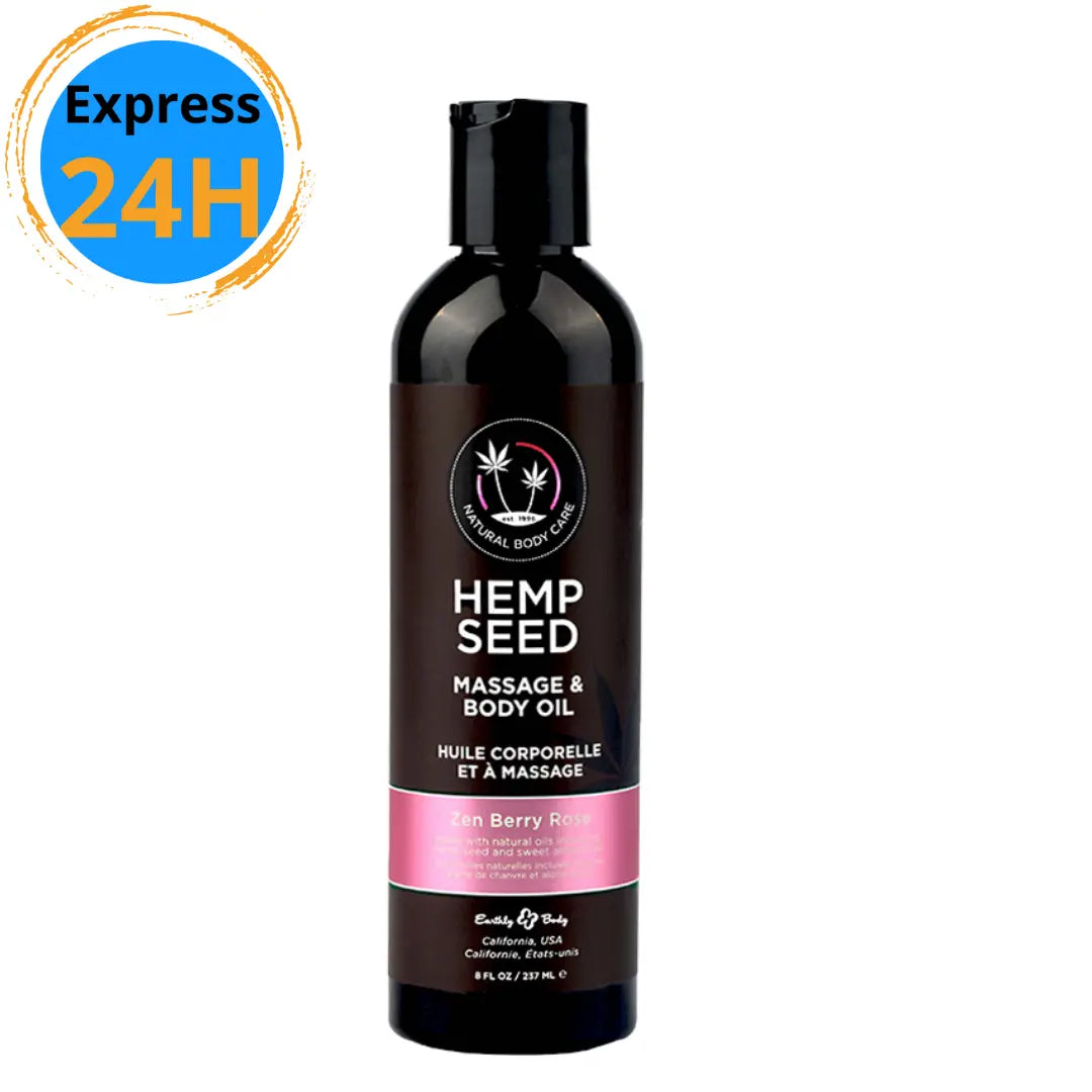 Huile de massage Hemp Seed Zen berry rose 8oz Earthly Body