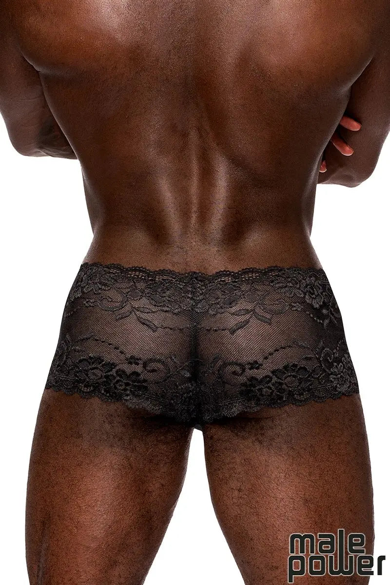 Mini Short Coquin en Dentelle avec Pochette Transparente Male Power