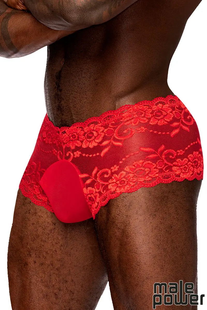 Mini Short Coquin en Dentelle avec Pochette Transparente Male Power