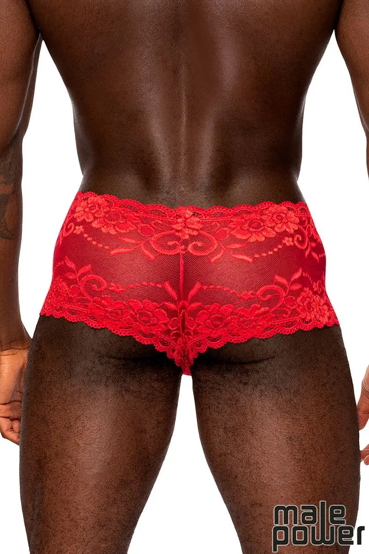 Mini Short Coquin en Dentelle avec Pochette Transparente Male Power