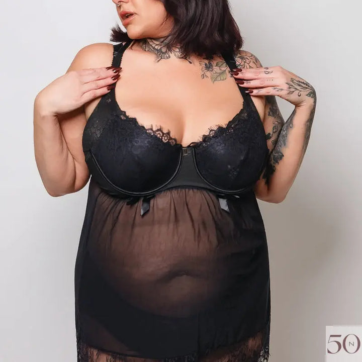 Black lace nightgown