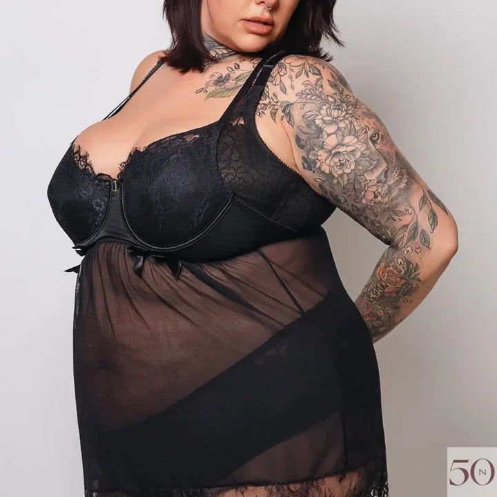Black lace nightgown