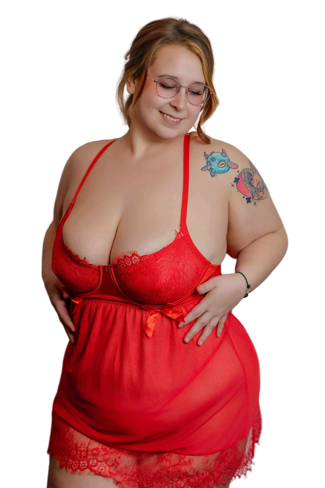 Nuisette rouge en dentelle luxe lace lingerie